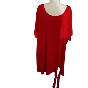 Red Oversized Tunic Top With Side Tie Detail By Salon Studio Size 3X